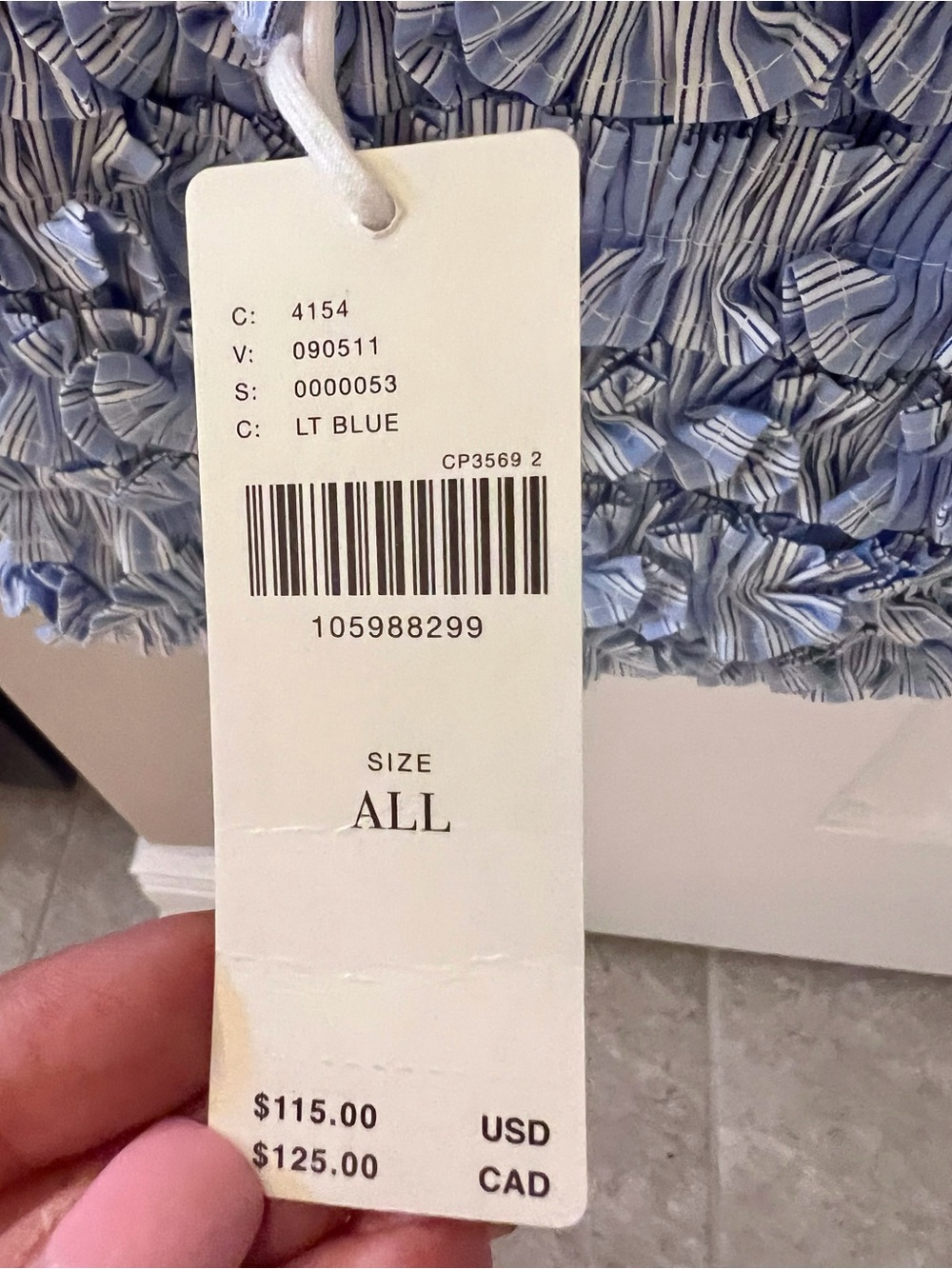 Striped Light Blue Ruffle Shoulder Bag from Anthropologie - Picture 2 of 6